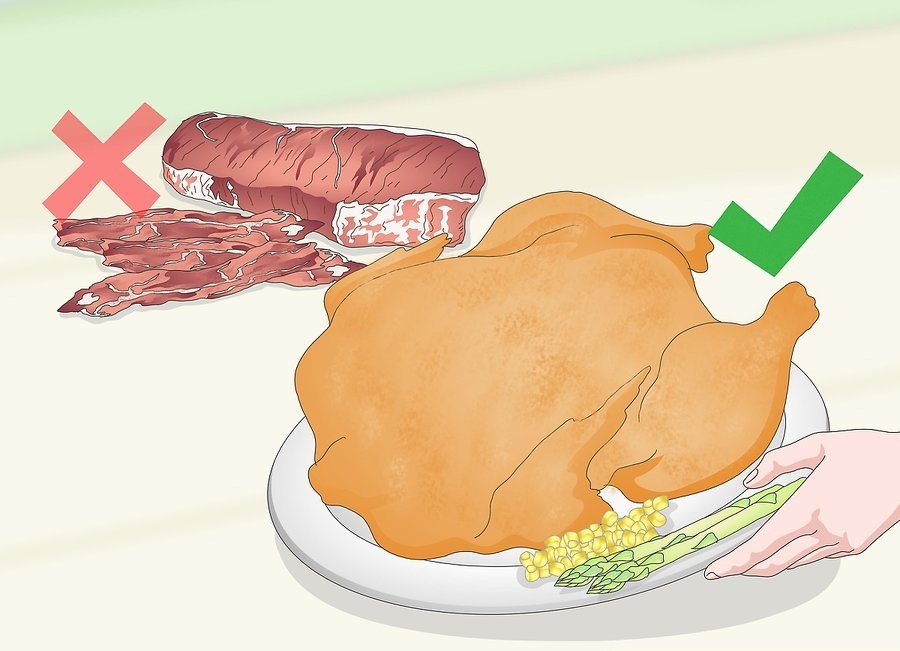 Замените бекон и красное мясо на индейку